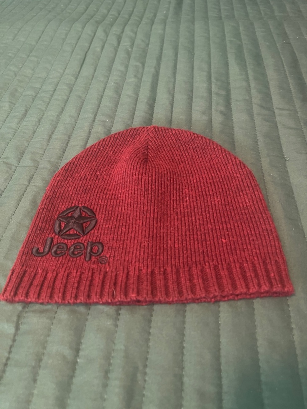Jeep Maroon Ribbed Knit Beanie